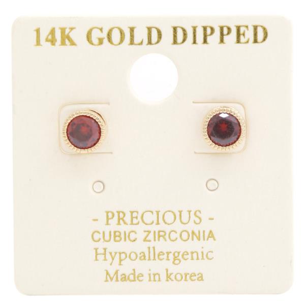 14K GOLD DIPPED CZ ROUND EARRING