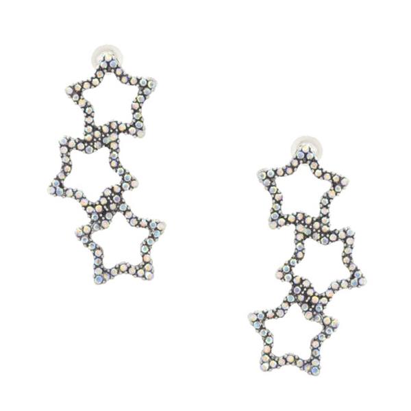 TRIPLE STAR METAL EARRING