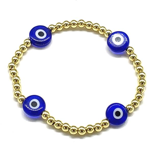 EVIL EYE METAL BALL STRETCH BRACELET