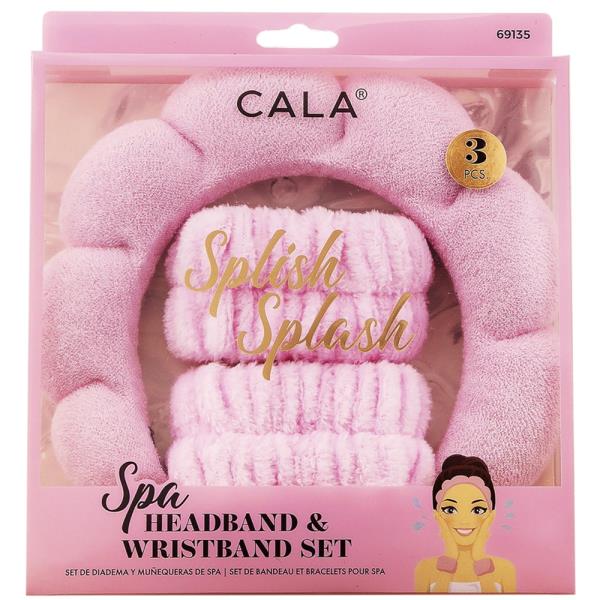 CALA SPA HEADBAND AND WRISTBAND SET PINK