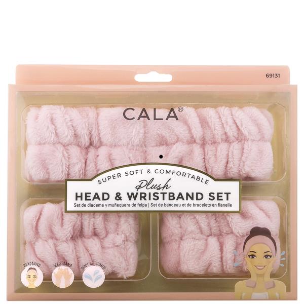 CALA PLUSH HEADBAND AND WRISTBAND SET PEACH