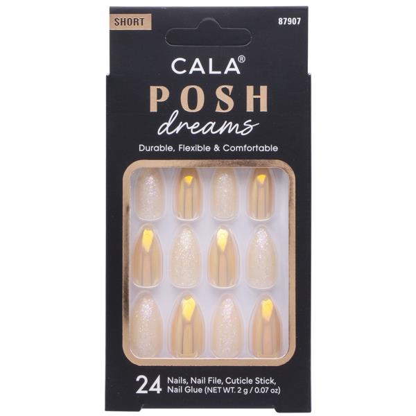 CALA POSH DREAMS SHORT OVAL PEACH GLITTER NAIL DECORATION SET