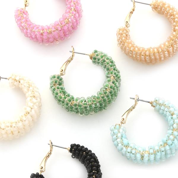 BEADED HOOP EARRING