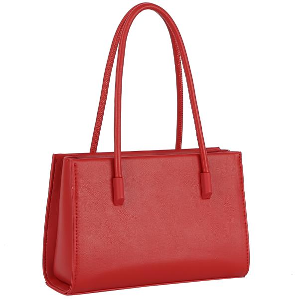 SMOOTH COLOR ZIPPER HANDLE SHOULDER BAG