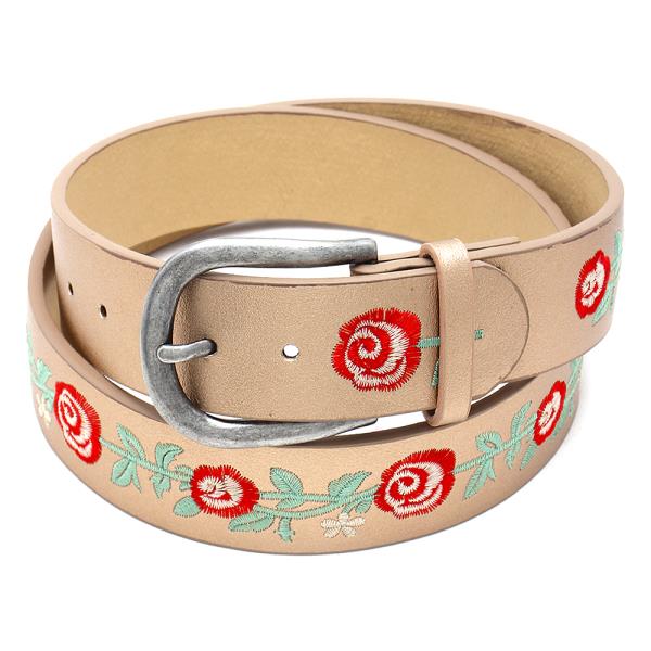 ROSE EMBROIDERED BUCKLE BELT