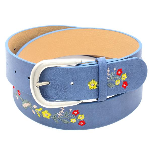 SMOOTH EMBROIDERED FLOWER BUCKLE BELT