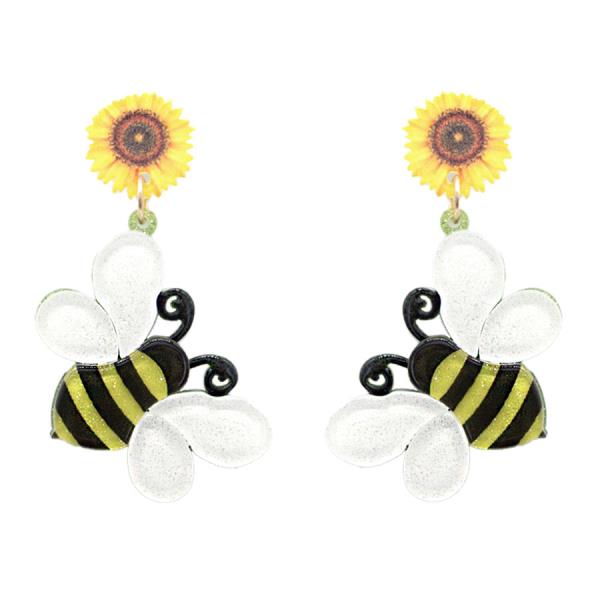 SUNFLOWER BEE DANGLE EARRING