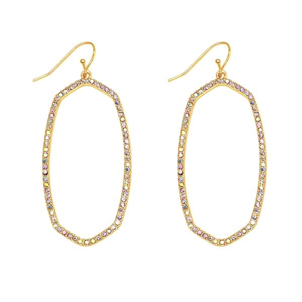 RHINESTONE HEXAGON DANGLE EARRING