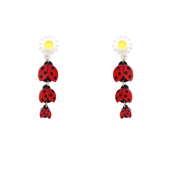 DAISY LADYBUG DANGLE EARRING