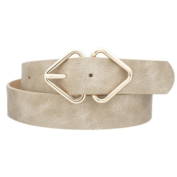 MIRRORED TRIANGLE VINTAGE TEXTURE PU B UCKLE BELT