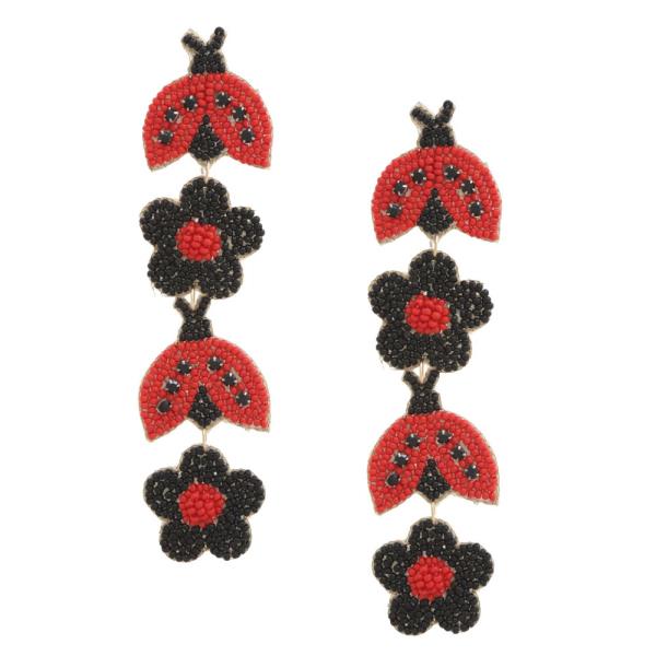BUTTERFLY FLOWER SEED BEAD EARRING