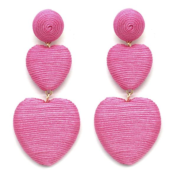 THREAD WRAPPING HEART EARRINGS