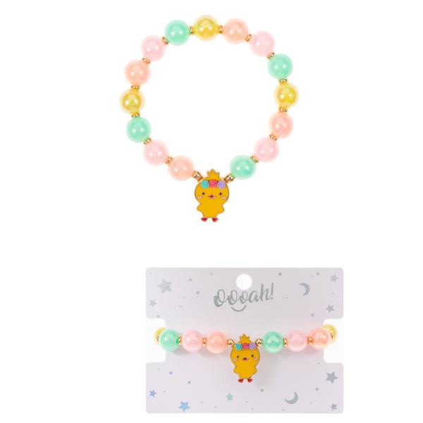 CHICK WITH FLOWER CROWN STRETCH BRACELET