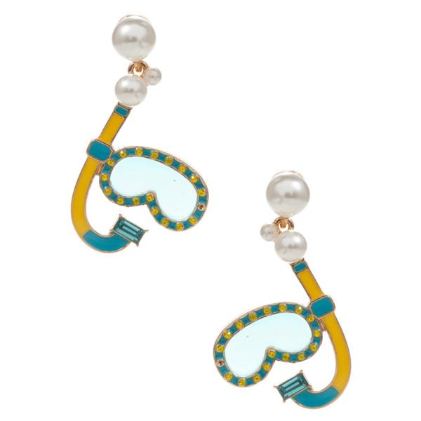 SNORKELING GEAR SHAPED ENAMEL POST EARRING