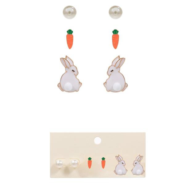 EASTER POST EARRING 3 PAIR SET