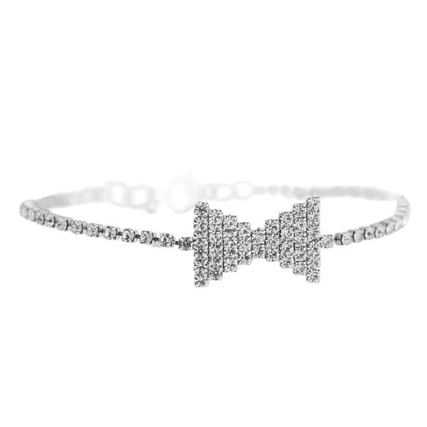 RHINESTONE DAINTY BOW TIE BRACELET