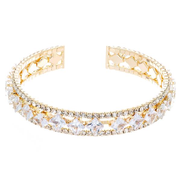 CZ SQUARE STONE ADJUSTABLE BRACELET