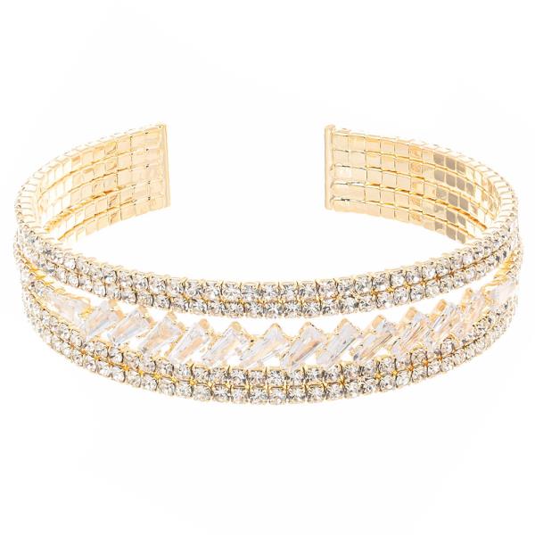 CZ TAPERED STONE MEMORY WIRE ADJUSTABLE BRACELET