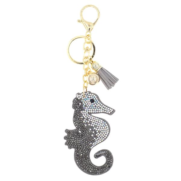 RHINESTONE SEAHORSE KEYCHAIN WITH TASSEL