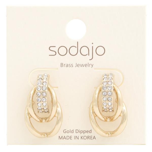 SODAJO RHINESTONE OVAL SHAPE GOLD DIPPED EARRING