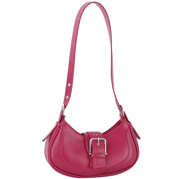 SMOOTH BUCKLE STYLE ZIPPER SHOULDER BAG