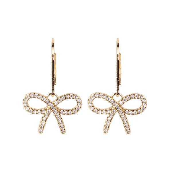 RHINESTONE HUGGIES BOW EARRING