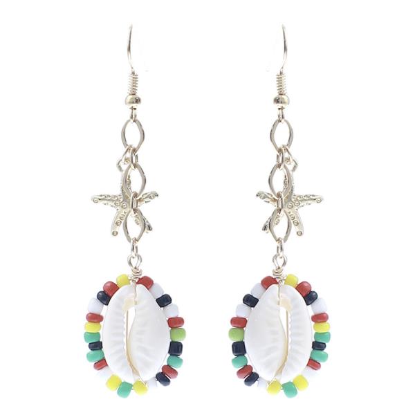 COWRIE SHELL W/ STARFISH DANGLE EARRING