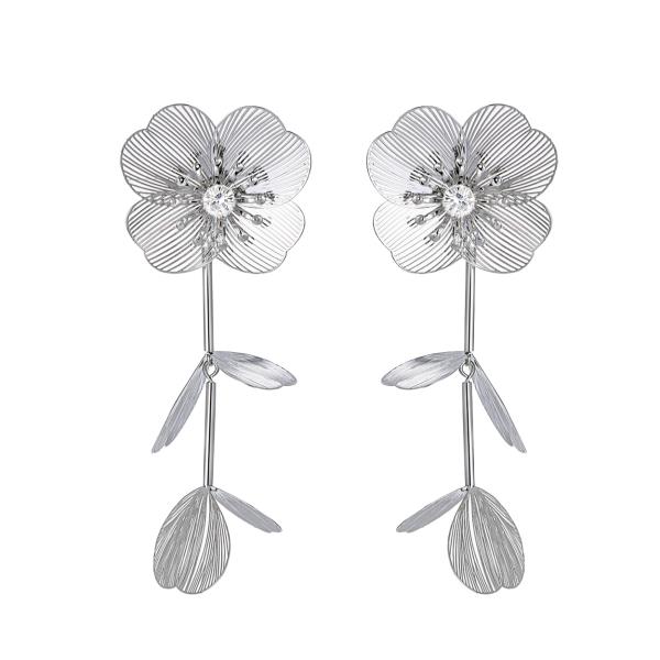 METAL FLOWER DANGLE EARRING
