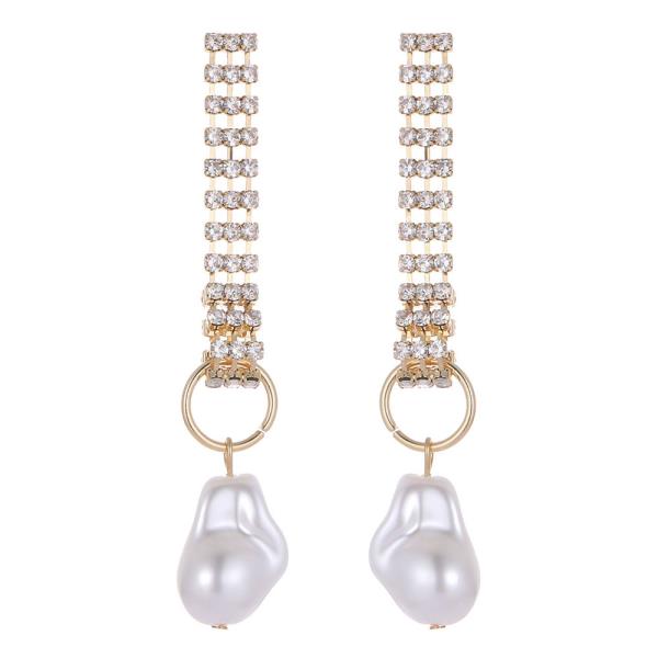 BAROQUE PEARL RHINESTONE DROP EARRING