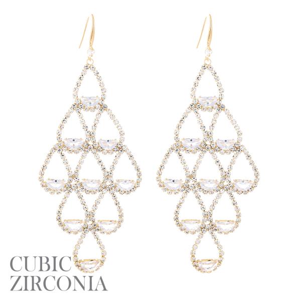 CZ TEARDROP RHOMBUS EARRING