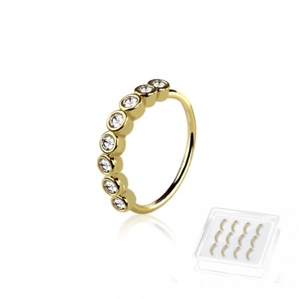 CZ PRONG FULL GEM 316L SURGICAL STEEL O-RING NOSE HOOP (12 UNITS)