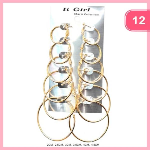 6PAIR HOOP EARRING (12 UNITS)