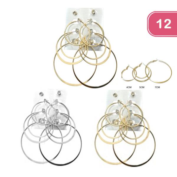 3PAIR HOOP EARRING (12 UNITS)