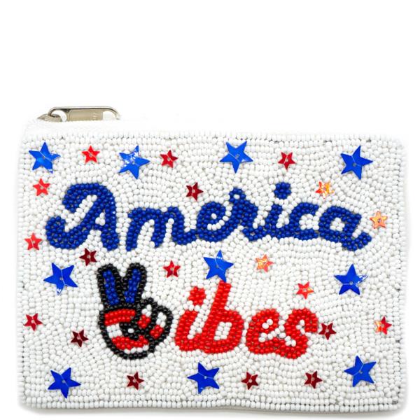 SEED BEAD "AMERICA VIBES" COIN BAG