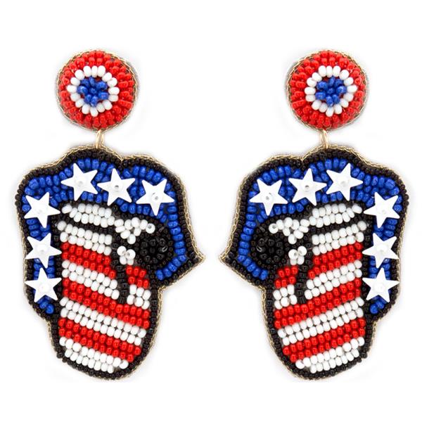 SEED BEAD PATRIOTIC TONGUE EARRING