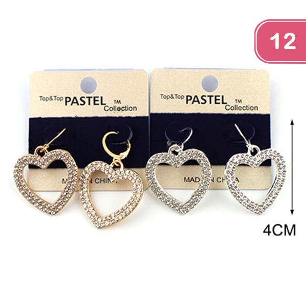 HEART RHINESTONE EARRING (12 UNITS)