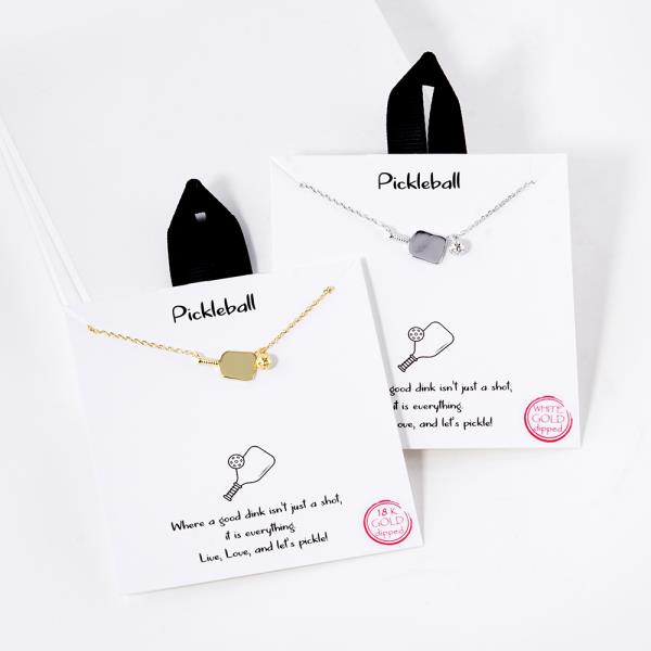 18K GOLD RHODIUM DIPPED PICKLEBALL NECKLACE