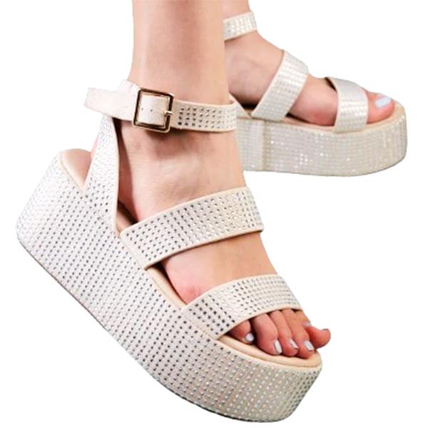 RHINESTONE PLATFORM ANKLE STRAP SANDAL 12 PAIRS