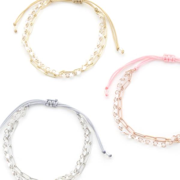 CRYSTAL & CHAIN PULL TIE BRACELET