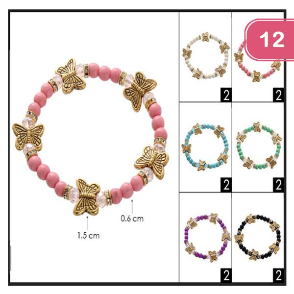 BUTTERFLY BEAD BRACELET (12 UNITS )