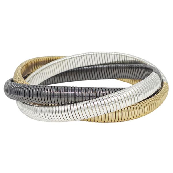 WATER RESISTANT 3 SET 8 MM BOLD METAL STRETCH BRACELET