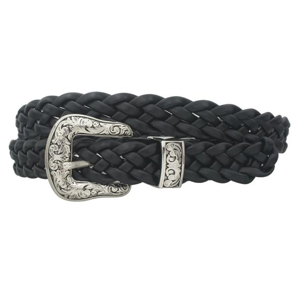 PLUS SIZE VINTAGE SWIRL EMBOSSED WESTERN BUCKLE BRAIDED BELT