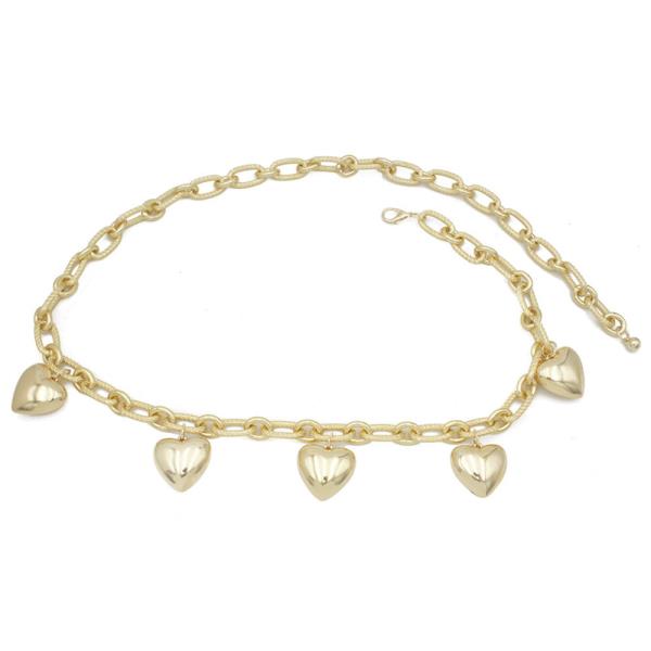 HEART CHARM TEXTURED LINK BELT
