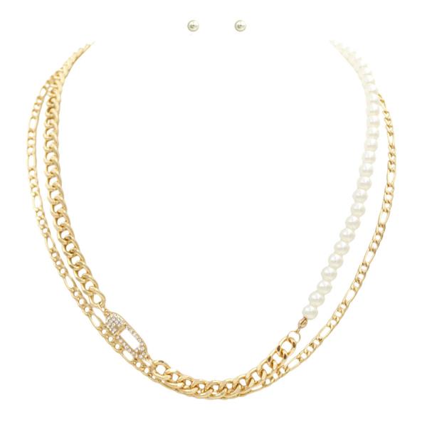FILIGARO LINK PEARL BEAD NECKLACE