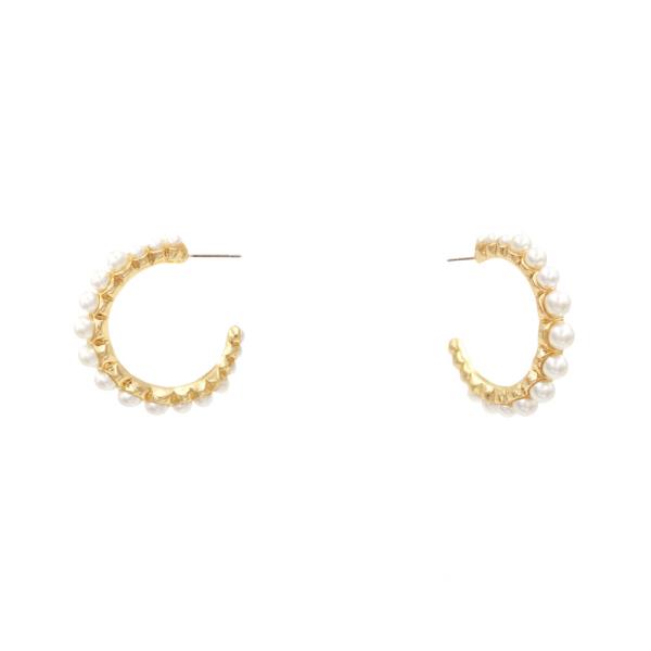 PEARL BEAD OPEN HOOP EARRING