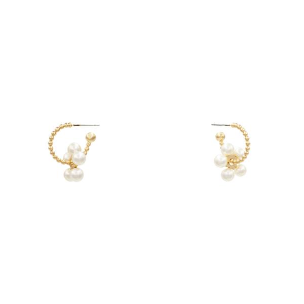 PEARL FLOWER OPEN HOOP EARRING