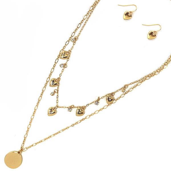 SET, LAYERED HEART W PENDANT