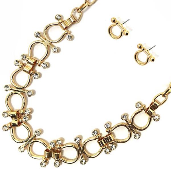 METAL U LINK CHAIN NECKLACE EARRING SET
