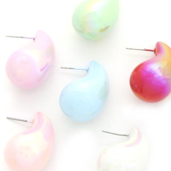 IRIDESCENT TEARDROP DOME EARRING
