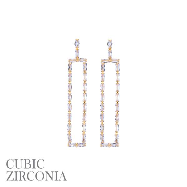 BAGUETTE CZ RECTANGLE EARRING